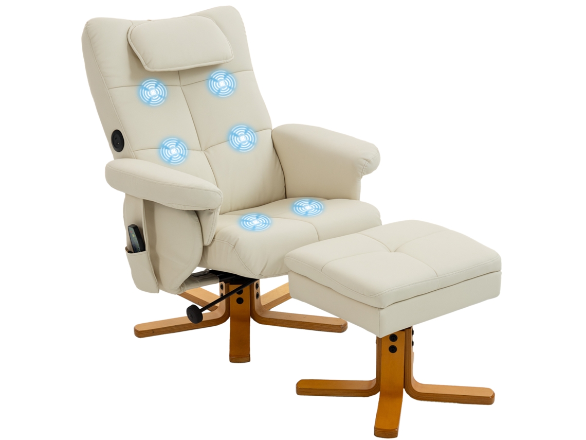 Sillón de masaje con reposapiés, respaldo reclinable hasta 135°, caja de almacenamiento y mando a distancia Chimi.