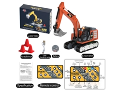 Miniexcavadora 1:64, carrocería metálica, con efectos de luz y sonido, altura ajustable MDUG (naranja)