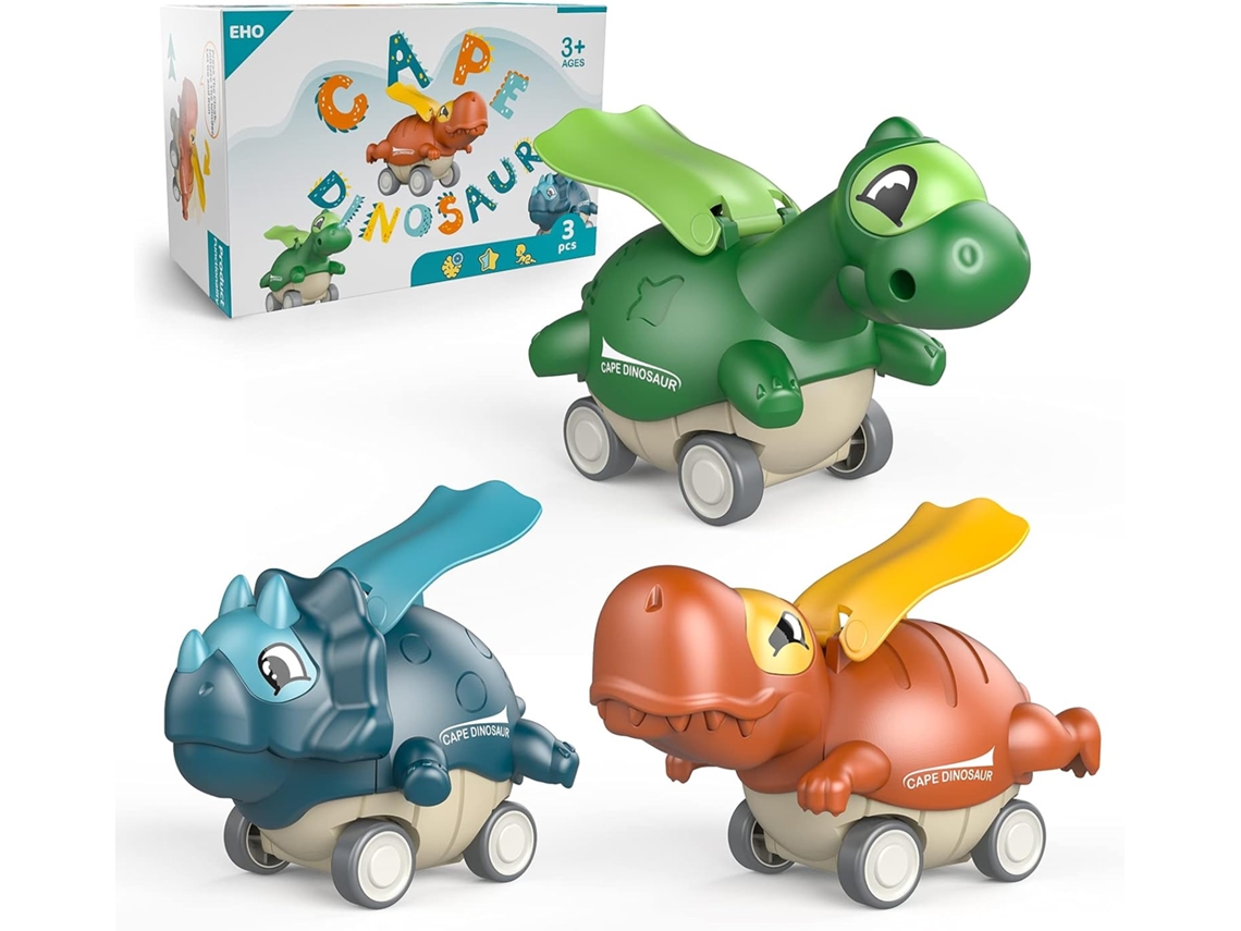 Juguetes de dinosaurio para niños de 1 a 4 años, coches de juguete Press and Go para niños, juguetes para niños pequeños de 2 a 4 años, vehículos extr JEDBESETZT