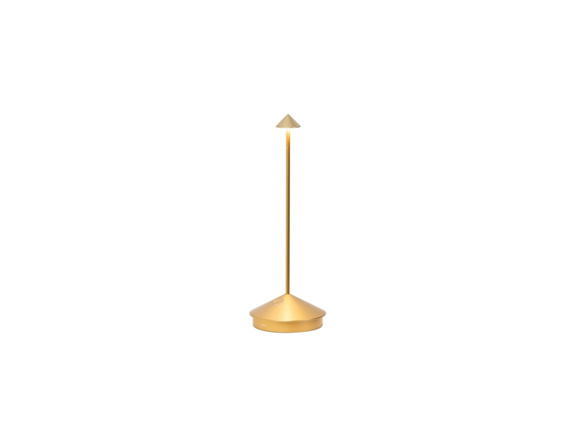 Lámpara de mesa LED Pina Pro Gold recargable y regulable 2,2 W, 2200 2700 3000 K, IP54 Zafferano