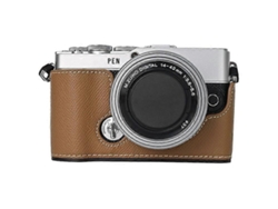 Estuche de cuero texturizado compatible con Olympus Pen y cámara P7, batería fácil de reemplazar Facpoet