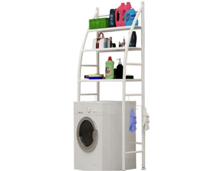 Estantería sobre Inodoro WC Lavadora Ahorra Espacio Almacenamiento Cuarto Baño, Colada, Blanco, 166 x 65 x 25cm COSHANO