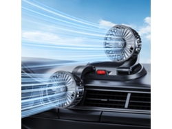 Ventilador Doble De Tablero Coche Negro Usb, Dos Cabezas Independientes, Dos Velocidades, Ajuste Angular 360° Y 180°, Motor Silencioso.