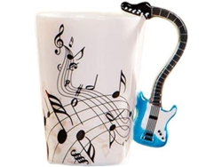 Taza De Cerámica Azul Con Diseño De Guitarra Eléctrica De 250 Ml Para Café/té. Regalo Musical.