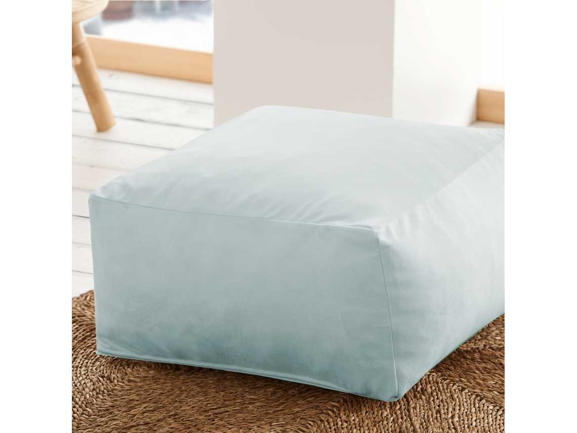 Puf Cuadrado 50x50cm Terciopelo Azul Hielo Palau