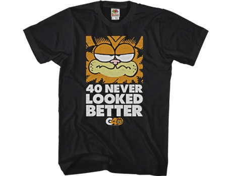 Camisetas Unisex DEEPSTONE 40 Never Looked Better Garfield Negro (XXXL)
