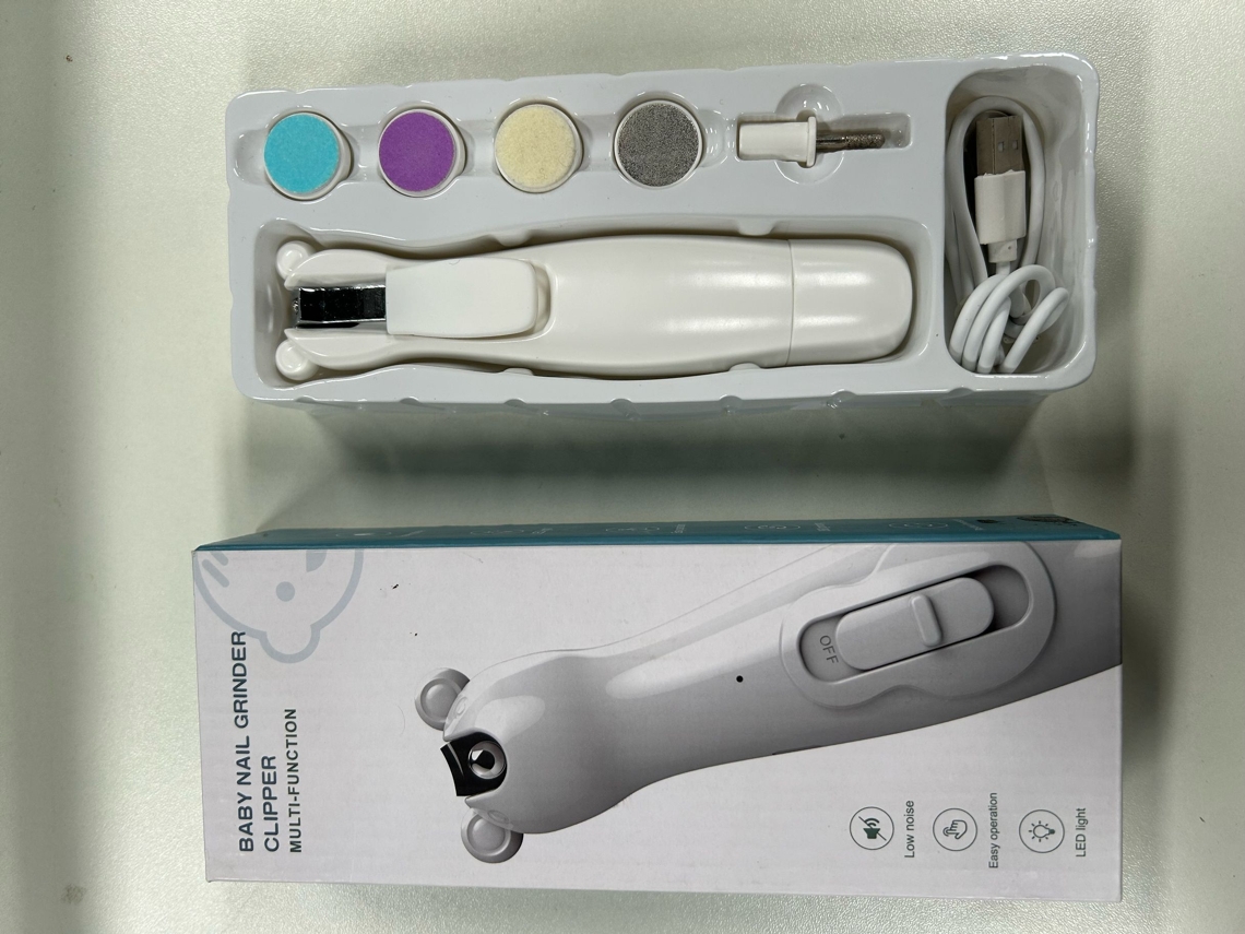 Lima De Uñas Eléctrica Para Bebés Con Luz Led Y Kit De Manicura Antipinzas - Blanco