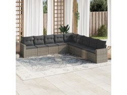 Conjunto de sofá de jardín de 9 piezas con cojines de mimbre gris de DKD Home Decor
