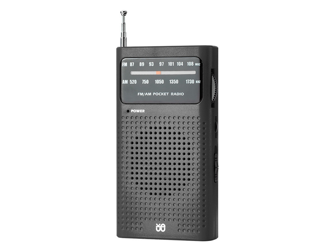 Radio de bolsillo analógica FM/AM, negra, ABS, funciona con pilas ZYBLSSBB