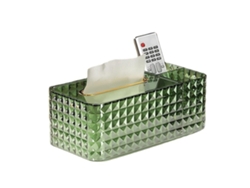 Servilletero Rectangular Con Textura De Diamante Y Separador Lateral Verde Transparente.