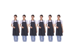 6pcs Avental Impermeável Pvc Preto Com Dois Bolsos Leve Para Cozinha Casa Trabalho Homens Mulheres