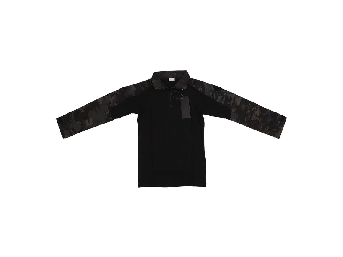 Camisa De Combate Unisex De Manga Larga Con Coderas Y Bolsillo En El Hombro, Camuflaje Negro, Talla L