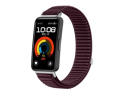 Bracelete Para Honor Band 10 / 9 - Nylon Trançado - Fecho De Velcro - Interface Metálica Ameixa