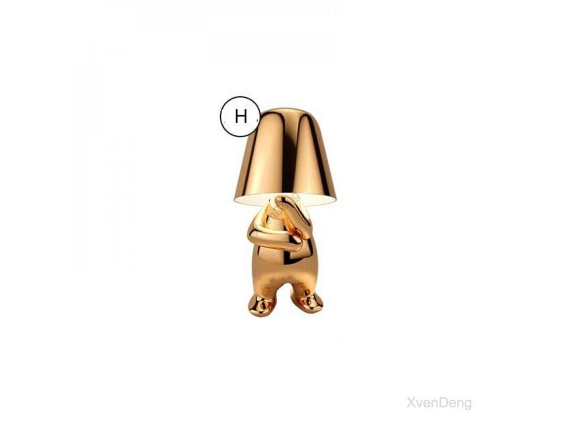 Lámpara de mesa Golden Man Thinker, resina LED, táctica, recargable, decoración, bar, dormitorio H