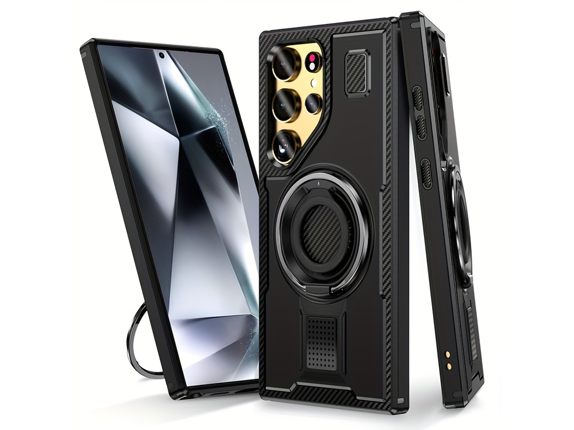 Capa Giratório para Samsung Galaxy S24 Ultra  Metal Anti-Choque Preto