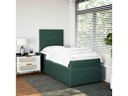 Cama Box Spring Con Colchón Terciopelo Verde Oscuro 90x190 Cm