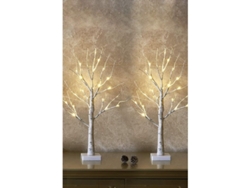 Juego De 2 Árboles De Abedul Con Luces Led Blancas Cálidas De 60 Cm (2 Pies) Y 24 Luces Led Para Mesa Y Decoración.