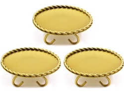3 Candelabros en metal dorado
