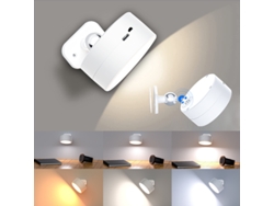 (blanco) Aplique De Pared Led Magnético Recargable Con Control Remoto Táctil Y Función De Rotación De 360°