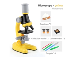Microscopio infantil, aumento de 100x a 1200x, apto para niños de 3 a 12 años, color amarillo (1 unidad)