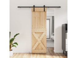 Puerta corredera con herrajes 70x210 cm madera maciza de pino LOVELY HOME