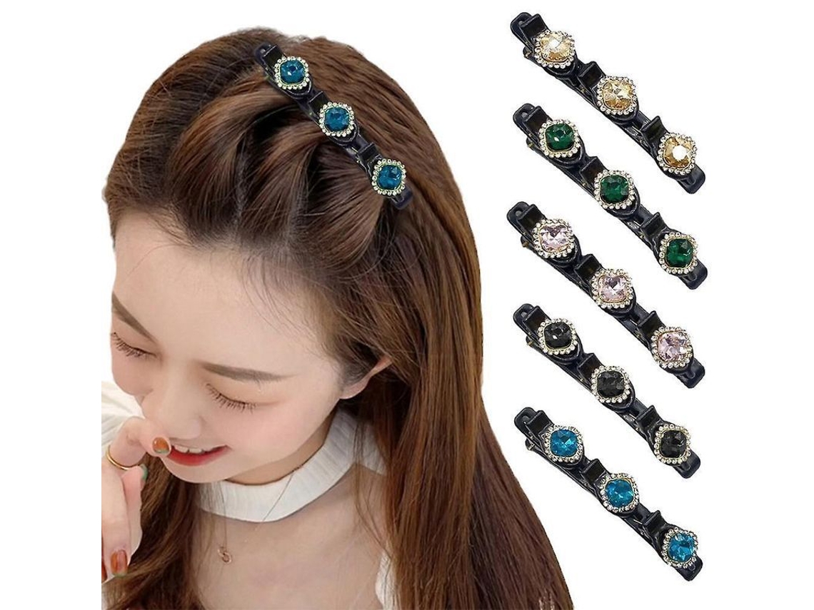 2026-pinzas De Pelo Para Flequillo Con Piedras Strass Clip De Pelo De Estilo Doble 9cm Material Plástico