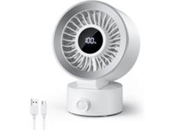 Ventilador De Escritorio Con Control Remoto - Silencioso - Pantalla Digital - Montable En La Pared - Recargable Por Usb - Inclinable A 105°
