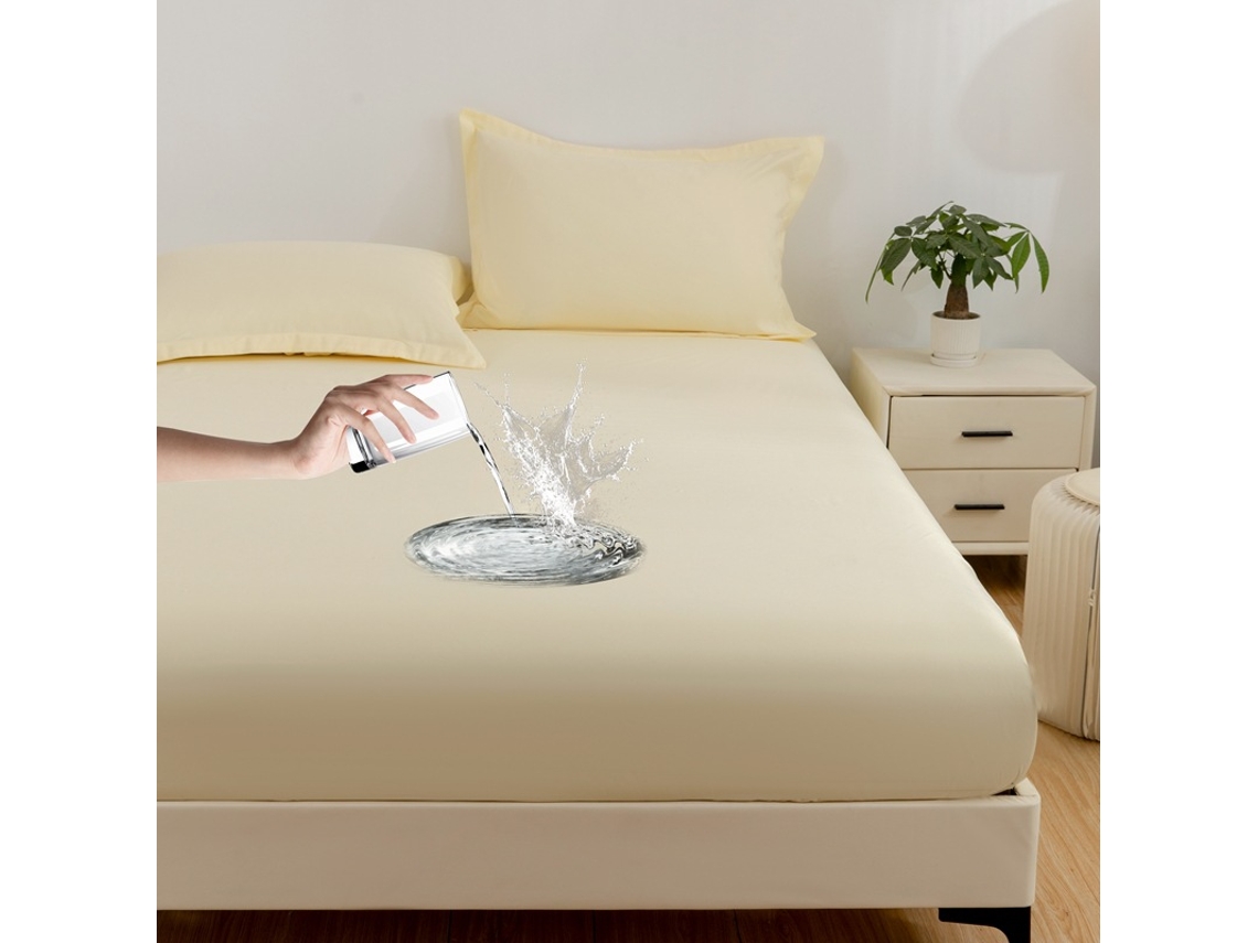 Protector De Colchón Impermeable Czhhmart 120cm X 200cm (con Un Par De Fundas De Almohada) Amarillo
