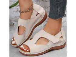 Sandalias Mujer Verano 2023 Zapatos Confortables Tacones Elegantes Calzado Femenino Hru 37 Beige