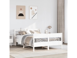 Estructura De Cama Sin Colchón Madera De Pino Blanca 140x200 Cm