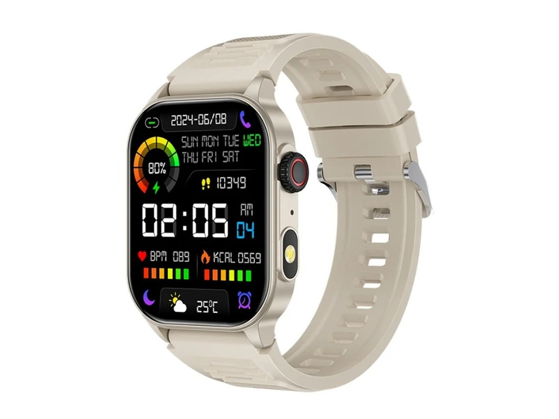 Reloj inteligente con llamadas Bluetooth, linterna y seguimiento de deportes al aire libre, color caqui Yizhood