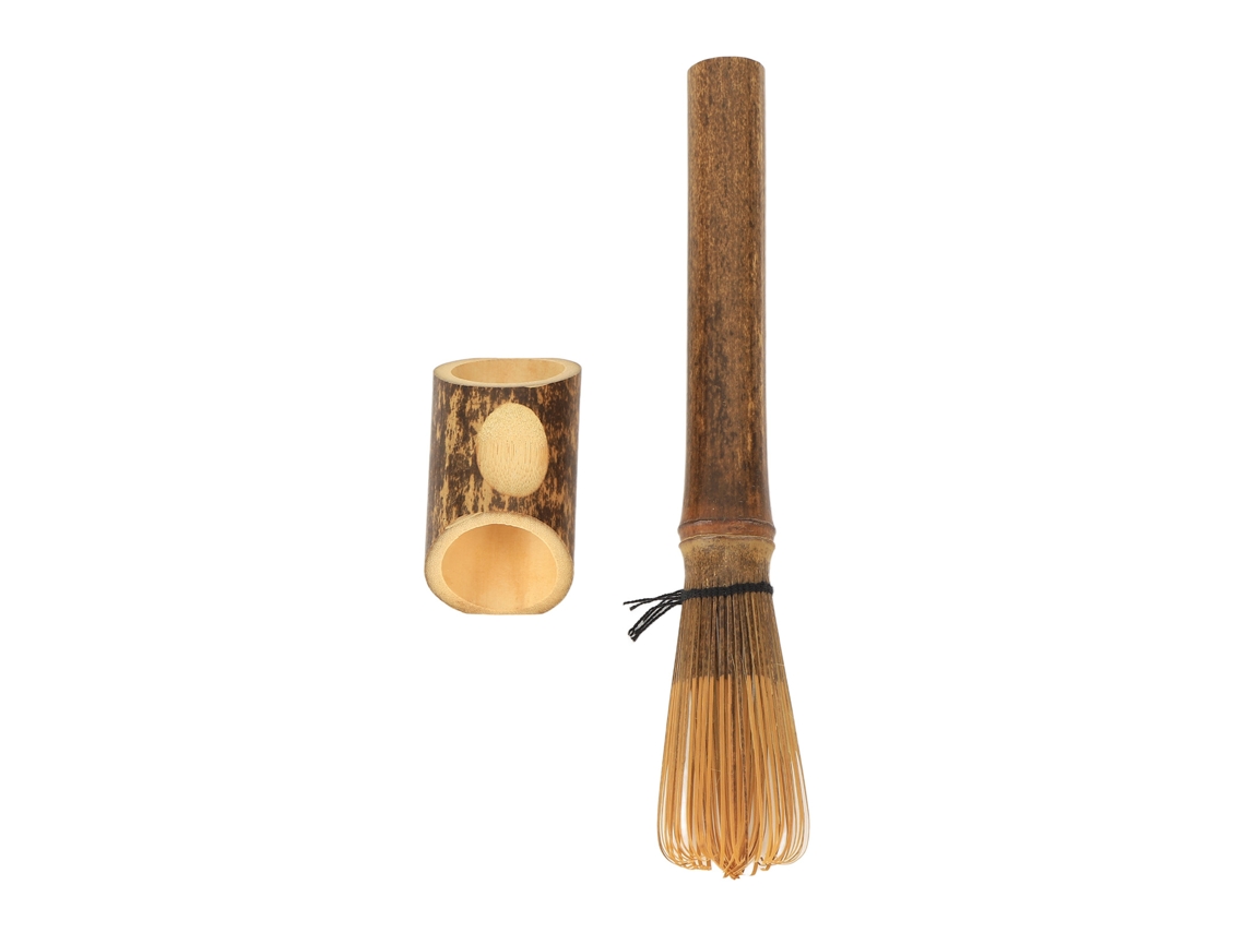 Soporte de bambú para remover té matcha para acampar