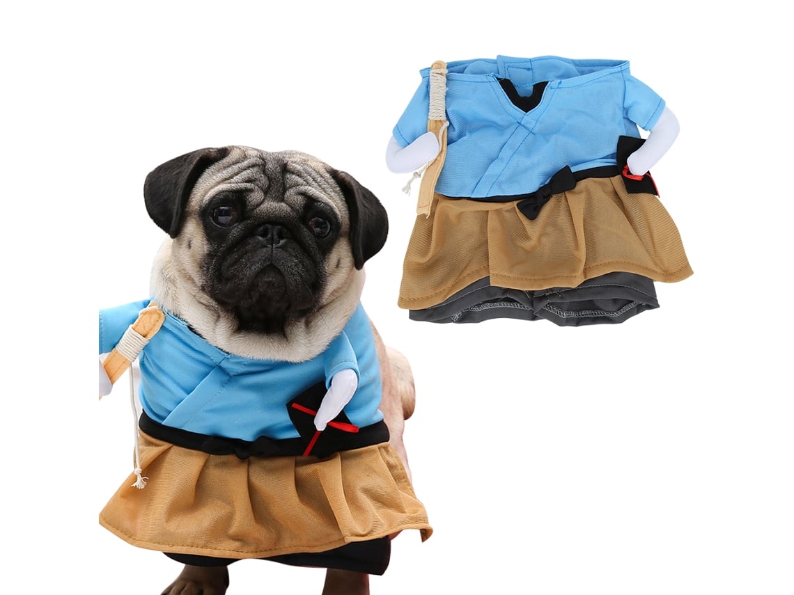 KKPM-Fun Poliéster Samurai Disfraz Para Perro Y Gato Halloween Costume Fiesta Disfrazar Talla M