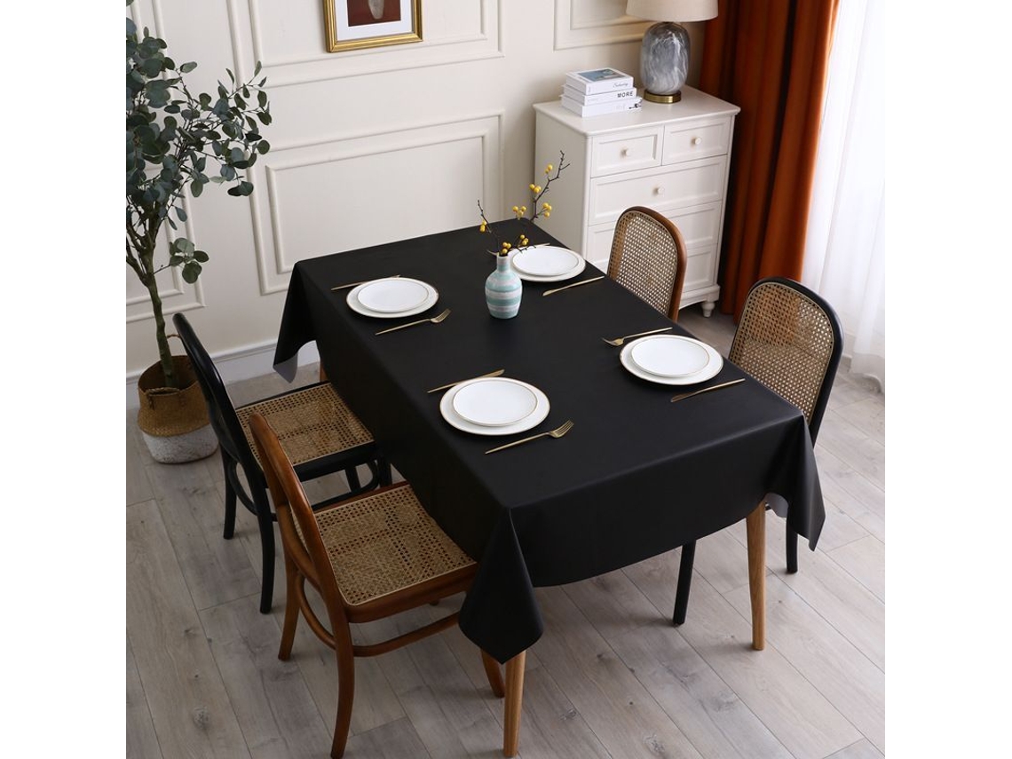 2026-40951-mantel Rectangular Pvc 54x108 Pulgadas Resistente Al Agua Y Aceite Para Mesa, Fiesta Y Camping Negro