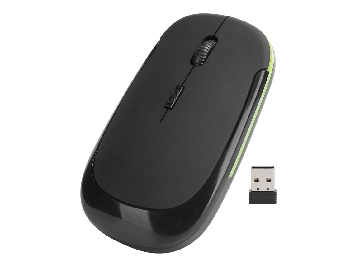 Rato Sem Fio 2.4g Óptico Ajustável 1600dpi Usb Receptor Silencioso Acessório Para Notebook Preto