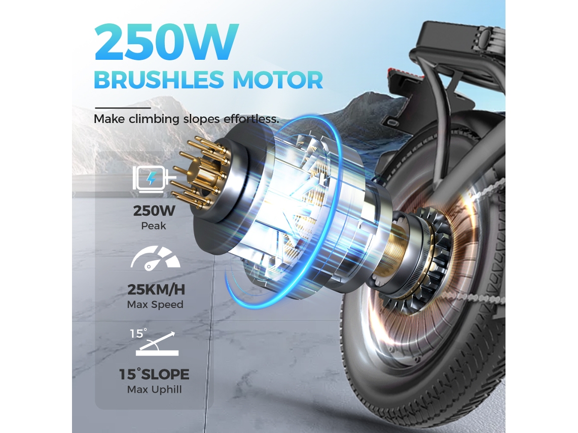 Bicicleta eléctrica plegable Toofly GS3 de 250 W, 48 V y 15 Ah, de 14 pulgadas.