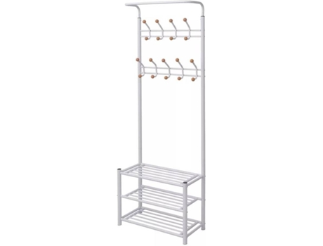 vidaXL Perchero de ropa con repisa para zapatos 68x32x182,5 cm blanco