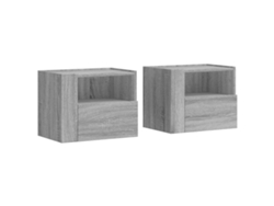 Juego de 2 mesitas de noche de pared MAISON EXCLUSIVE, gris Sonoma (45 x 30 x 35 cm)