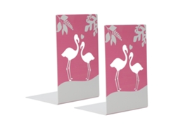 2 Sujetalibros Metálicos Antideslizantes Y Estables Para El Hogar Y La Oficina, Diseño De Flamenco.