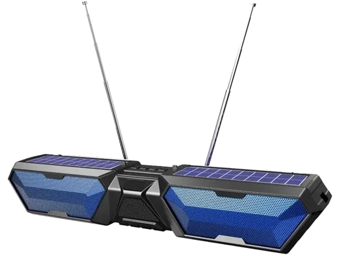Altavoz Estéreo Bluetooth Solar Con Doble Antena, Estuche De Carga Para Exteriores, Ranura Para Tarjeta Tf, Radio Fm Y Puerto Usb - Azul