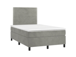 Maison Exclusive - Cama Box Spring Con Colchón Terciopelo Gris Claro 120x190 Cm