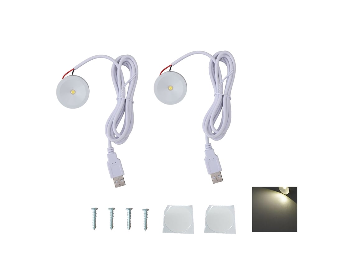 2026-2 Sets Mini Spot Luz Led 5v 1w Usb Ojo Redondo Cuidado Ojos Cable 1.3m Iluminación Joyería Mostrador Gabinete Entrada Luz Natural