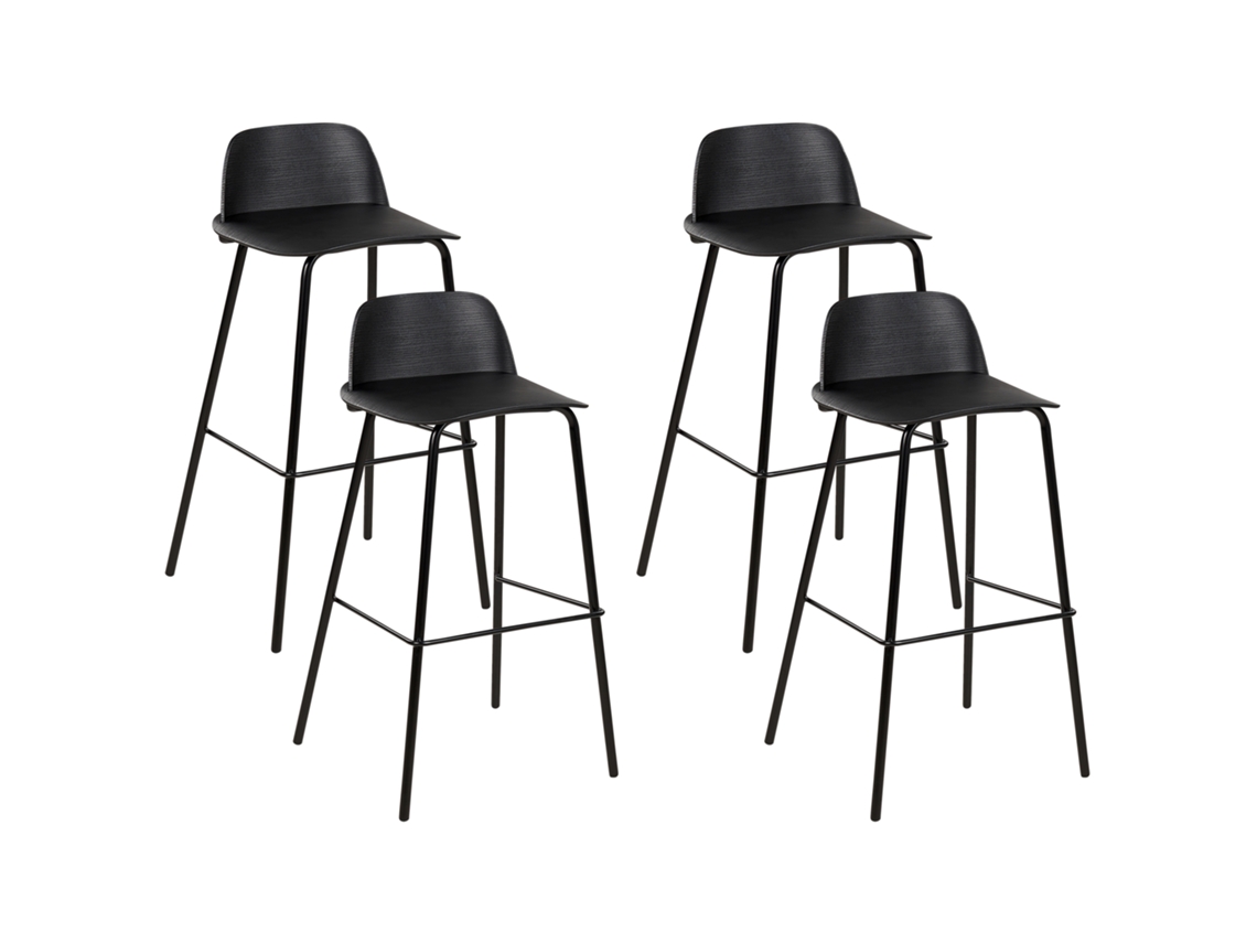 Conjunto de 4 cadeiras de bar BELIANI Mora de Material sintético Preto 48x35x90