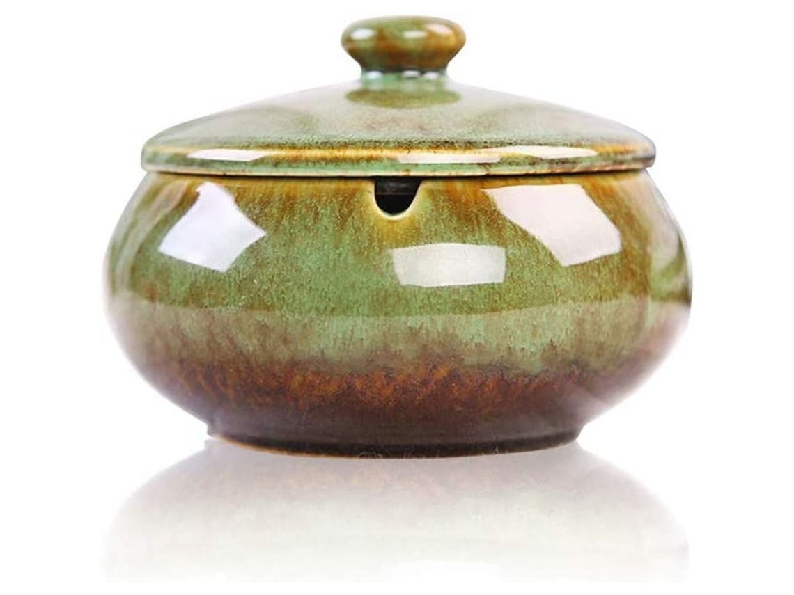 Cinturón De Fresno Cerámico Con Funda, Resistente Al Viento, Para Interior/exterior, Verde, 11,5 X 11,5 X 9 Cm.