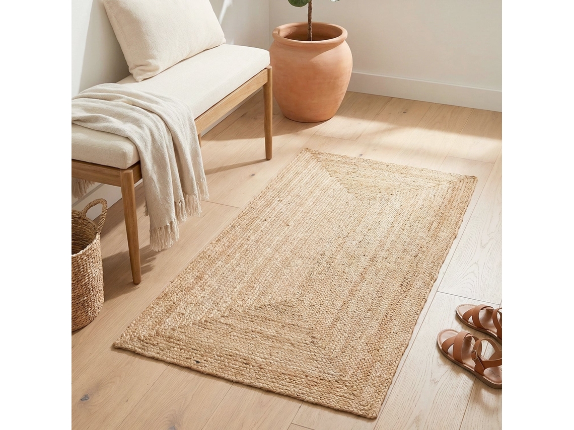 Rugura Alfombra De Yute Artesanal 60x110cm Rectangular