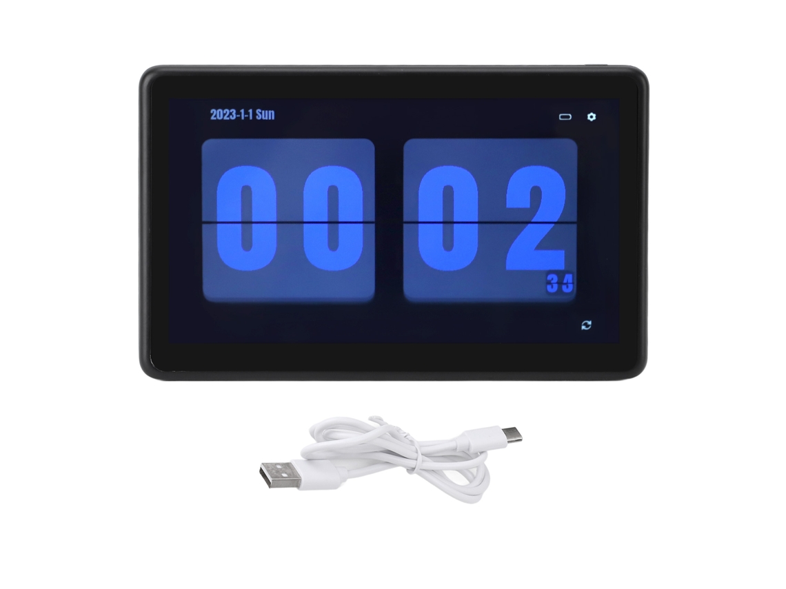 Reloj de escritorio digital con pronóstico del tiempo y corrección horaria