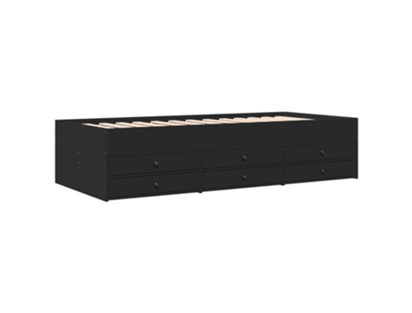 Tumbona con cajones madera de ingeniería negro VIDAXL (90 x 190 cm)