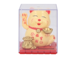 Gato Solar De La Suerte Con Brazo Móvil, Adorable Estatua Feng Shui Para Decoración, Amarillo