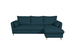 Sofá Cama Con Chaise Longue 3-4 Plazas Con Canapé de Tela Azul Marino Y Madera Clara Driss MILIBOO