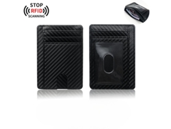 Cartera minimalista delgada de cuero negro con bloqueo RFID Hexinyigjly